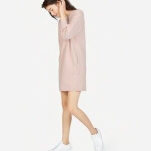 Everlane Classic French Terry Crew Dress Pink M